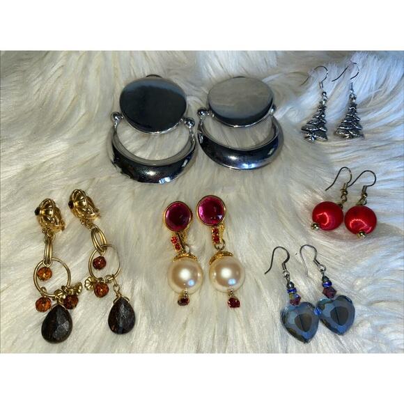 Lot Of 6 VTG And Handmade Earrings Clip Ons And Loops - Picture 6 of 6